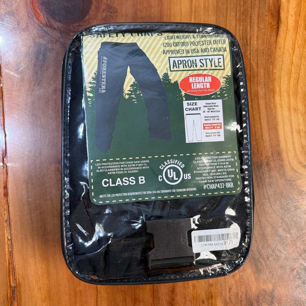 NEW Forrester Apron Style Regular length Mens Safety Chaps pants Chainsaw L3-6